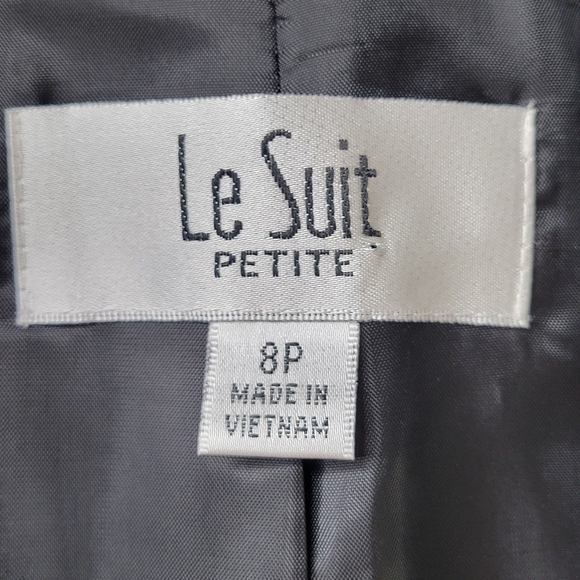 Le Suit Blazer Size 8P Black White Textured Slit Cuff Lightweight 3/4 Sleeve - Picture 5 of 11